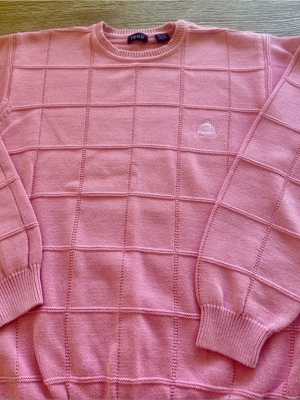 Izod Men’s Dusty Rose Grid Knit Crewneck Sweater